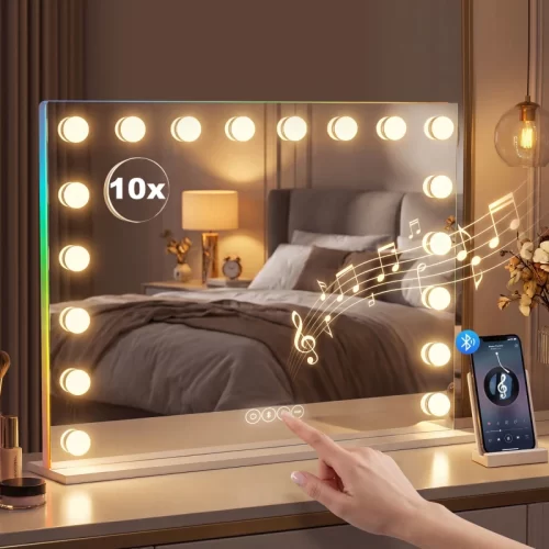 Espelho de maquilhagem com luz RGB e Bluetooth