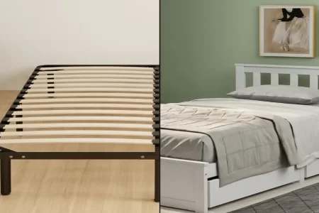 Comparativa visual entre estructura de cama de láminas y canapé