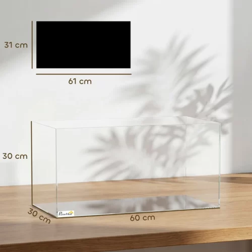 Diagrama das dimensões do aquário 61x31x30 cm