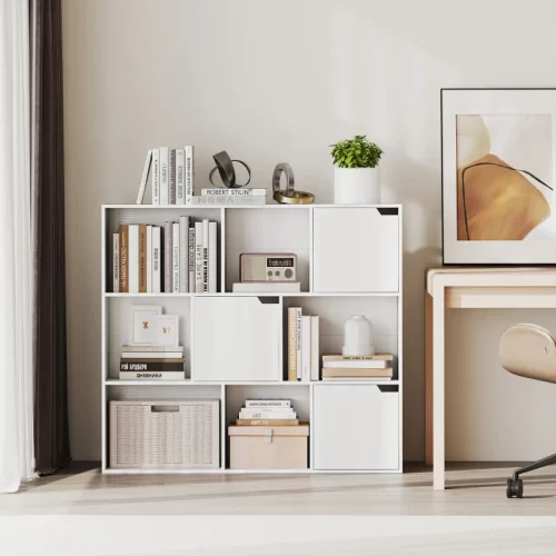 HOMCOM Estante com 9 Compartimentos Tipo Cubo com Portas - Branco
