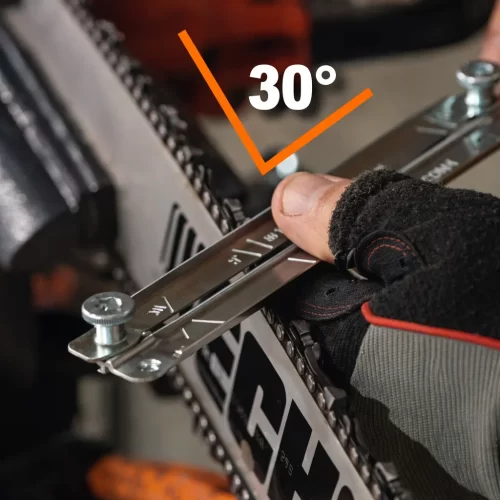 Método 1: afiação manual com lima a 30 graus na corrente de motosserra