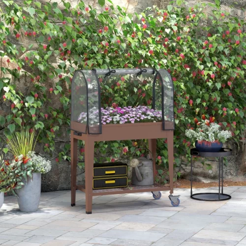 Outsunny horta urbana compacta com estufa, 80x40x120 cm