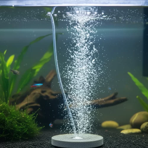 Pedra difusora de ar em aquário