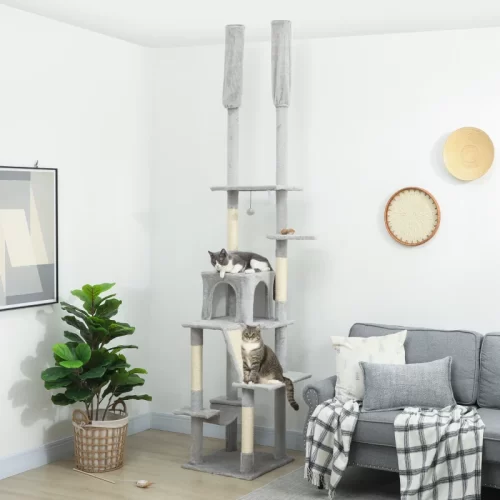 Arranhador Do Chão Ao Teto Ajustável 225–255 cm Para Tetos Altos