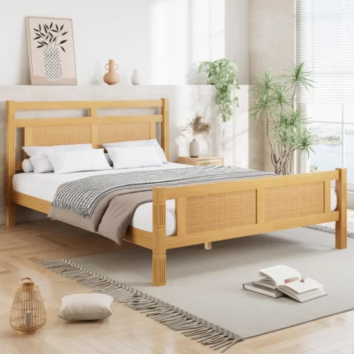 Cama individual de metal preto com pés altos e caixas de arrumação sob o estrado.