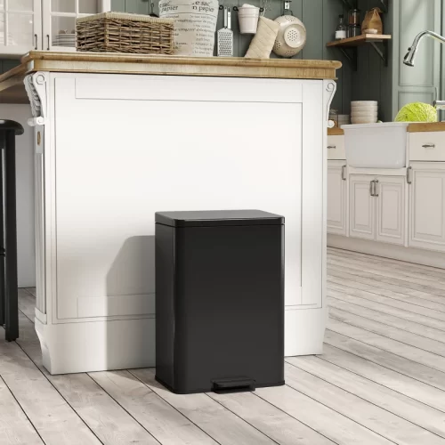 Caixote do lixo HOMCOM de 20 L com pedal em preto mate