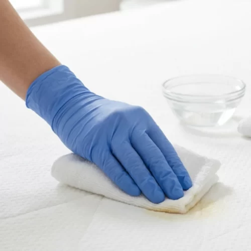 Remover uma nódoa do colchão com um pano limpo